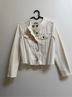 Zara Authentic Denim by TRF Cream Raw-Hem Denim Jacket